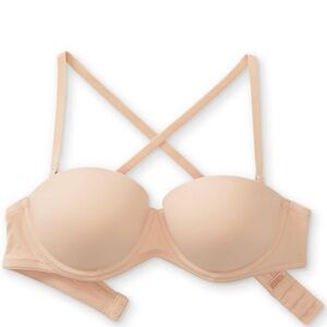 Pink Strapless Nude Push Up Bra